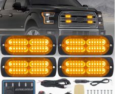 4-in-1 LED Light Bar with Main Control - 4 x 24 LEDs, Grille Surface Mount,