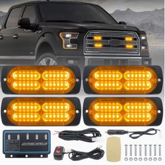 4-in-1 LED Light Bar with Main Control - 4 x 24 LEDs, Grille Surface Mount,