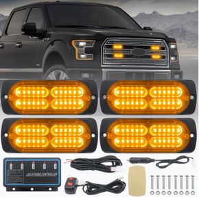 4-in-1 LED Light Bar with Main Control - 4 x 24 LEDs, Grille Surface Mount,