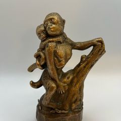 Bronze Monkey & Baby  Tree Branch Sculpture