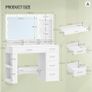 Vanity Dressing Table LED Mirror 5 Drawers White Image 2