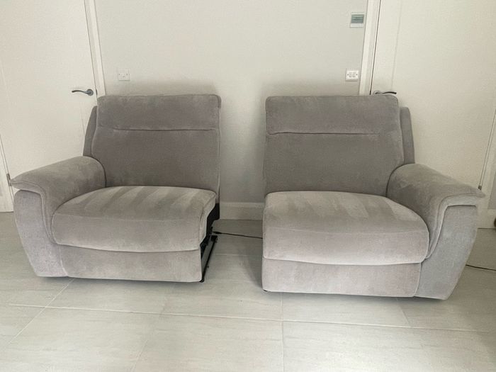 3 Seater Fabric Electric Recliner Sofa Light Grey