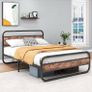 King Size Bed Frame with Headboard,Oval-Shaped Pla Image 8