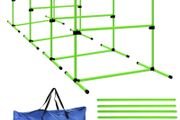 Agility Set for Dogs 4-piece Height-Adjustable Agility Equipment with 4 Hurdles Carry Bag 99 x 65 x 94 cm Green