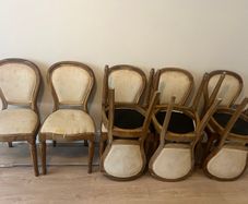 8 Solid Wood dining chars - fabric needs to be replaced