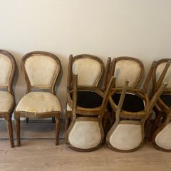 8 Solid Wood dining chars - fabric needs to be replaced