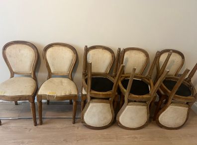 8 Solid Wood dining chars - fabric needs to be replaced
