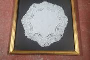 Antique framed embroidered doily