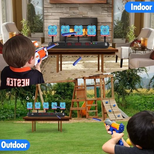 Castle Toys for 6-13 Year Old Boy, Electronic Nerf Target, 5 Digital Scoring Auto Reset Shooting Targets for Nerf Gun, Interactive Shooting Game & Family Fun