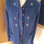 Hand Crafted & Hand Embroidered New Navy Wool Cardigan Size 12-14 Image 7