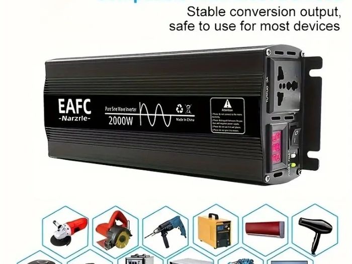 4000W Portable Car Power Inverter, Pure Sine Wave DC 12V to AC 220V