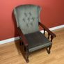 Elegant Grey Tufted High Back Armchair Image 2