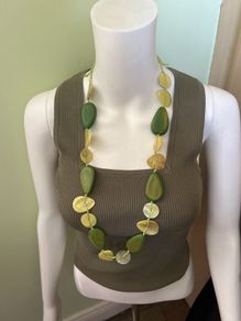Green handmade beaded necklace
