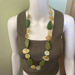 Green handmade beaded necklace