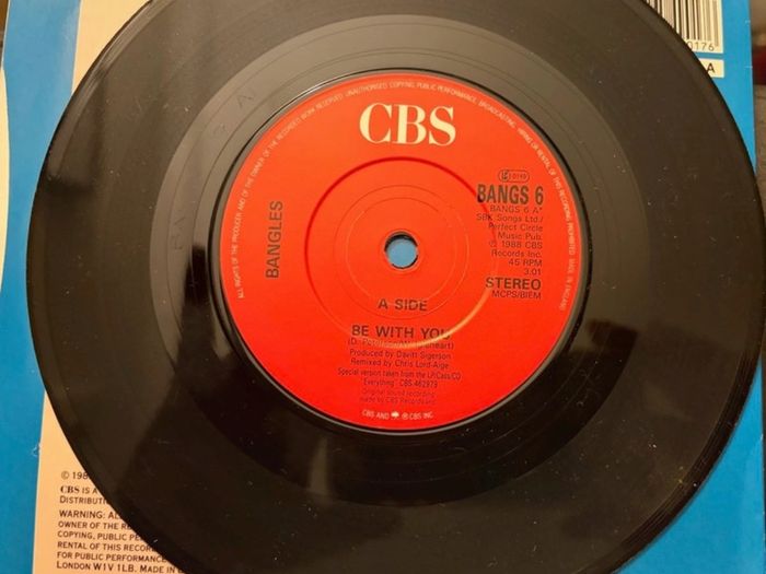 The Bangles Be With You Let It Go 1989 UK 7inch Vinyl Picture Sleeve
