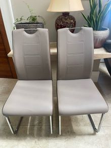 As New - 2 x Classy Grey Sturdy Kitchen Dining Chairs - Can Deliver