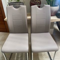 As New - 2 x Classy Grey Sturdy Kitchen Dining Chairs - Can Deliver