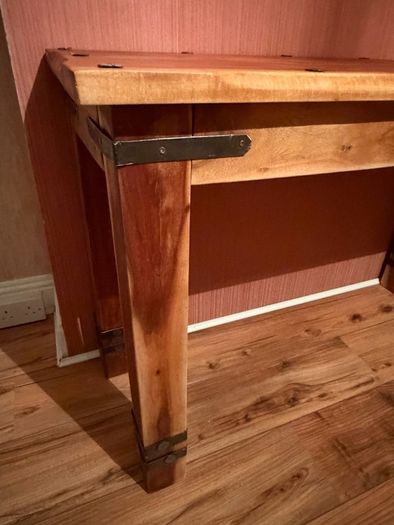 Rustic wooden console table - solid timber with metal details