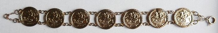 Vintage 9CT GOLD BRACELET Hallmarked 375. St. George Medallions  Bangle. length 7" - 4,45g