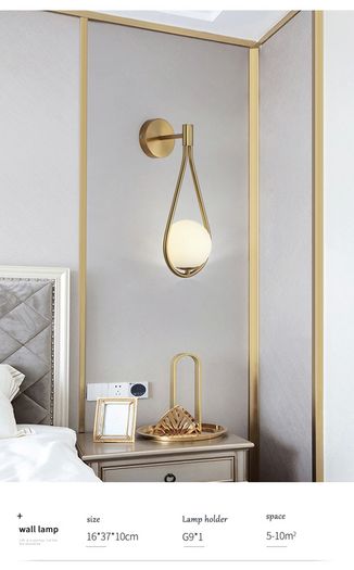 LED Wall Lamps Metal Living Room Lamp Fashion Nordic Bedside Glass Wall Lamp (2 pcs)