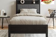 3ft Single Bed Frame with Storage Headboard,Heavy Duty Metal Upholstered Platform Bed Frame,Mattress Foundation/Strong Steel Slat Support/Under-bed Storage/Easy Assembly/Black