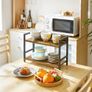2-Tier Spice Rack Industrial Counter Shelf Desktop Storage Organizer Standing Seasoning Rack for Countertop Kitchen Office Living Room Desktop Rustic Brown Image 8
