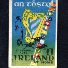 1953 Ireland An Tostal Ireland at Home 5th-26th April 1953 publicity label mint.