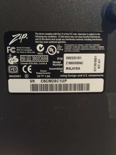 Iomega ZIP USB drive