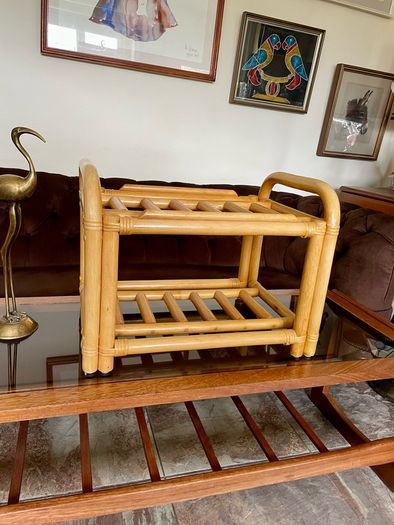 Sturdy Versatile Rattan and Bamboo Low Stool Footstool VGC
