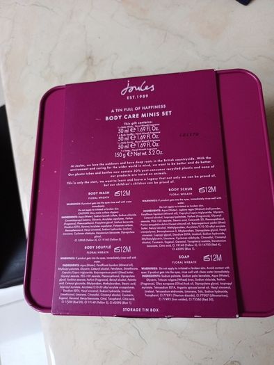 Joules Body Care Minis Set.   B.N.W.T.  In  Tin Box. (5 Piece)