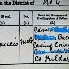 Francis Bacon - Birth Certificate - Irish Artist - Free Postage