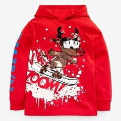 Next Sequins Hooded Christmas Top Age 9 yrs