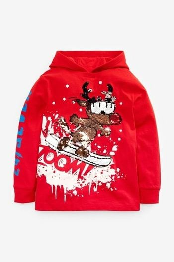 Next Sequins Hooded Christmas Top Age 9 yrs