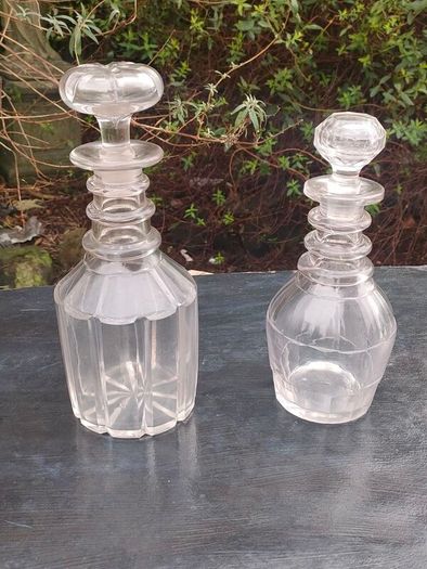 A Pair Georgian lead glass hand blown decanters