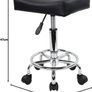 NEW SALE | Square Rolling Stool PU Leather Height Adjustable Swivel Massage SPA Salon Stools Task Chair with Wheels Image 3