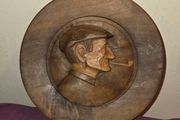 Vintage J.Alberdi Carved Wooden Wall Plaque