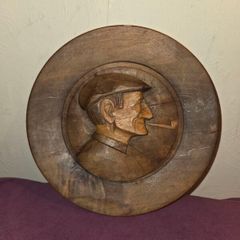 Vintage J.Alberdi Carved Wooden Wall Plaque