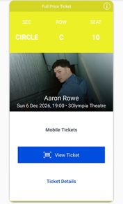 Aaron Rowe SINGLE Seated Ticket