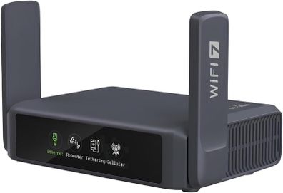 GL.iNet GL-BE3600 Slate 7 Wi-Fi 7 Travel Router Touchscreen 2.5G | Dual-Band Wi-Fi 7, dual 2.5G ports, OpenWrt 23.05, touchscreen, OpenVPN plus WireGuard, 300 g pocket size
