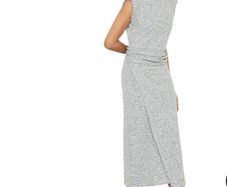 Mint Velvet Grey Jersey Wrap Waist Midi Dress