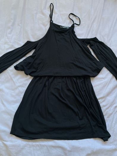 Black cold shoulder dress