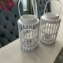 Lanterns, for candles. Gorgeous white wicker. 2 for sale Image 2
