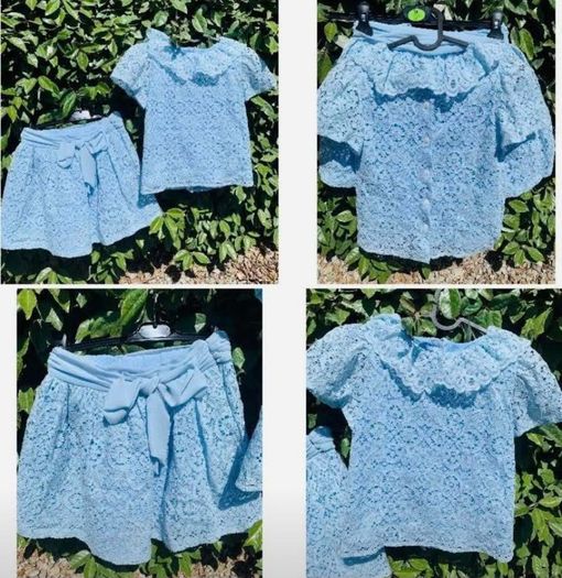 Patachou Portugal designer girls co ord skirt and top stunning baby blue