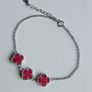 925 sterling silver four leaf clover bracelet red Image 2