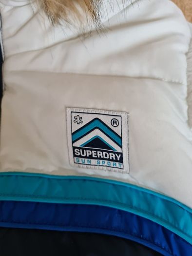 Superdry Navy / White Gilet with Faux Fur Hood