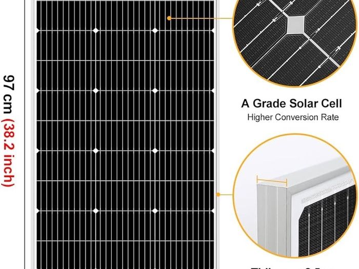 100W 18V Monocrystalline Solar Panel to Charge 12V Battery for Caravan Van RV Boat Off-grid home