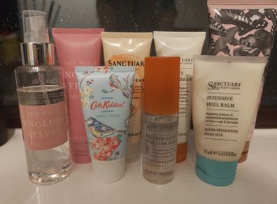 hand lotion, body lotion and body spray