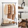 _Coat Rack on Wheels with Clothes Rail Extendible Hallway Coat Rack with Shelf and Wheels Industrial Design Vintage Brown/Black Image 4