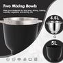 Stand Mixer, 4.5L+5L Two Bowls Food Mixer for Baking, 10 Speeds Electric Kitchen Appliance with Dough Hook, Whisk, Beater, 1300W Matte for Home Baking (Black) Image 2