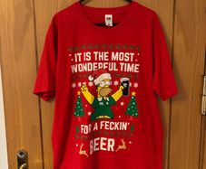 Homer Simpson Christmas Irish Beer T-Shirt - Fruit of the Loom Medium